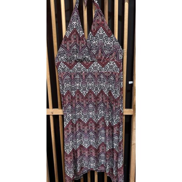 French Laundry Maxi Dress Women Plus Size 2X Pink Boho Halter with Chevron Print - Picture 1 of 3